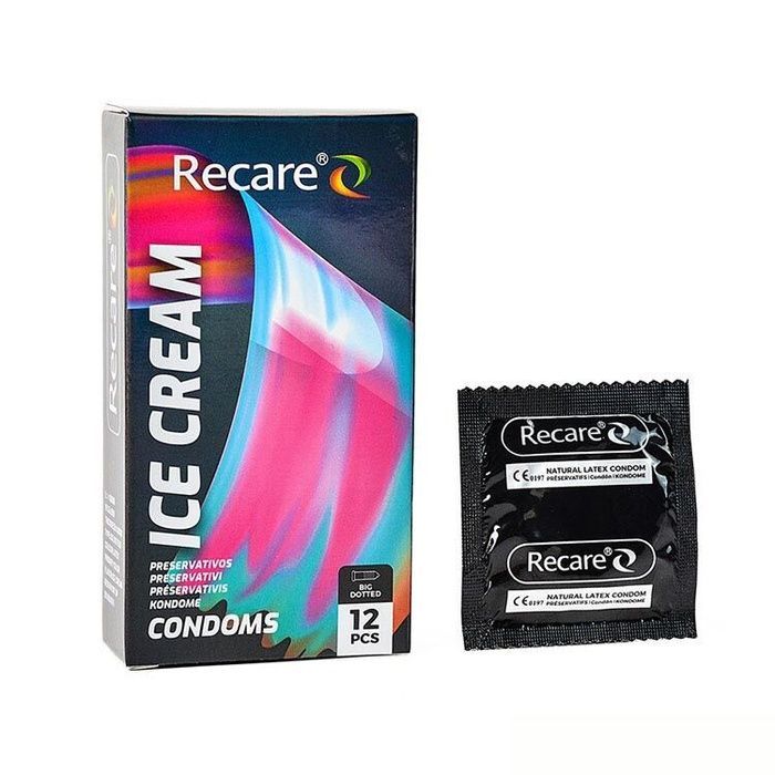Презервативы Holographic Recare Ice Cream Big Dotted Condoms 12 шт, с пупырышками, аромат: мороженое SX3338 фото