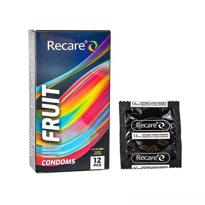Презервативы Holographic Recare Fruit Flavour Condoms 12 шт, ароматы: мята, банан, клубника SX3339 фото
