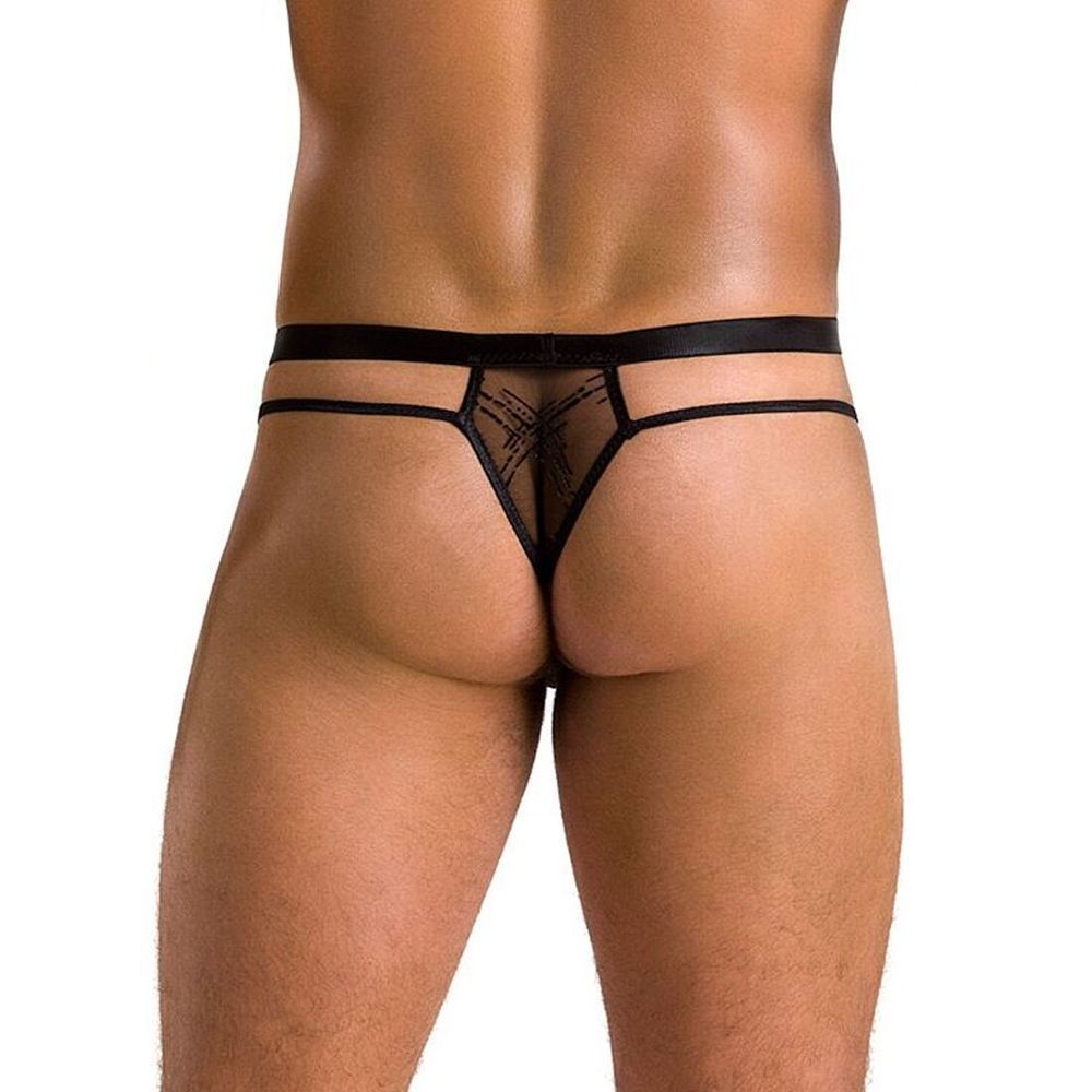 Мужские прозрачные стринги Passion 029 THONG COLLIN S/M Black, сетка SO7559 фото