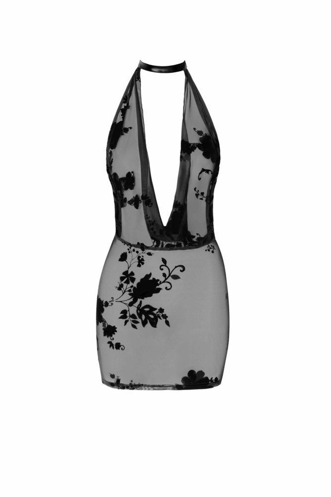 Сукня Noir Handmade F313 Mythos, XL, black, прозора, міні, відкрита спина, декор зі стразів SX0318 фото
