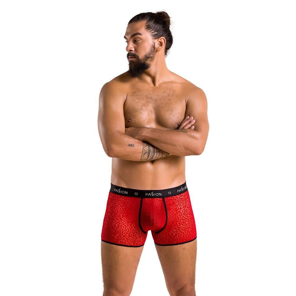 Мужские прозрачные боксеры Passion 046 SHORT PARKER S/M Red, сетка, под леопард SO7610 фото